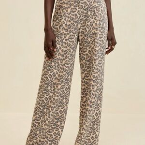 Leopard Print Wide-Leg Pants